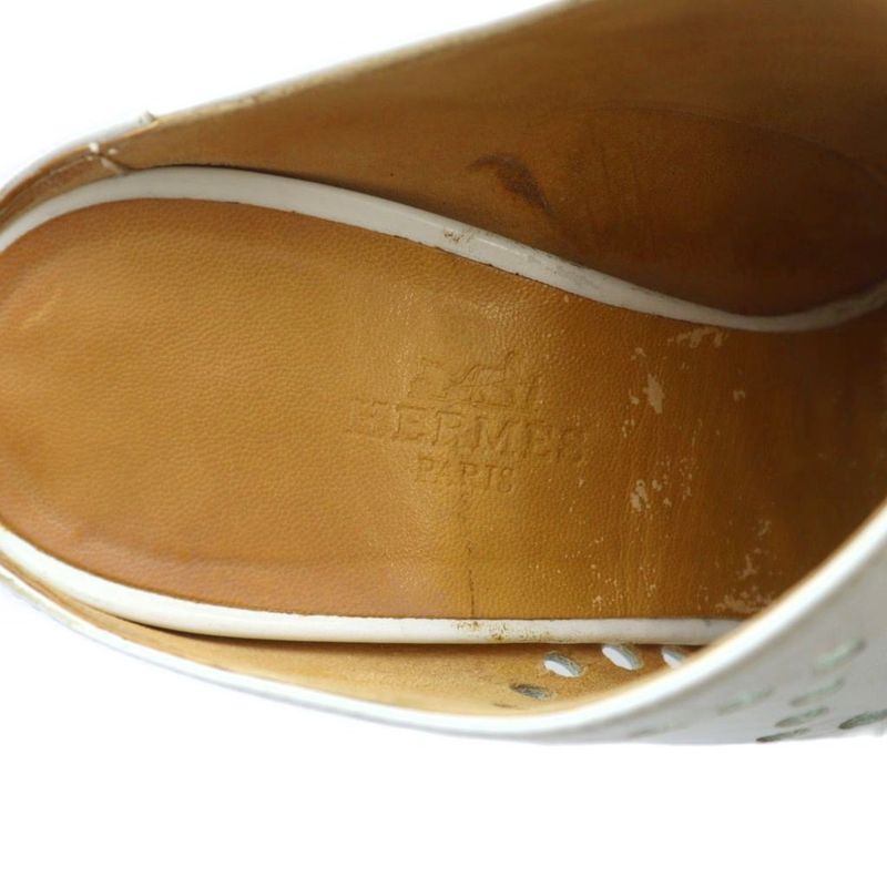 Hermes Evelyn Mules Sandals H Perforated Logo Leather 35.5 22.5cm (8.86in)