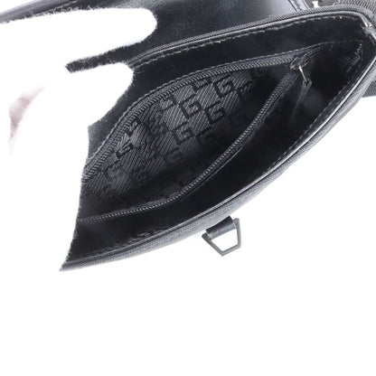 Gucci 92543 Leather Canvas Waist Bag With Control Card Waist Pouch Black Men's