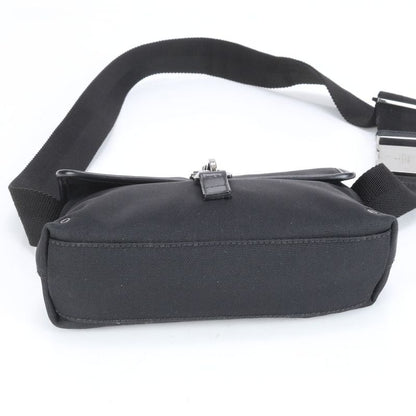 Gucci 92543 Leather Canvas Waist Bag With Control Card Waist Pouch Black Men's