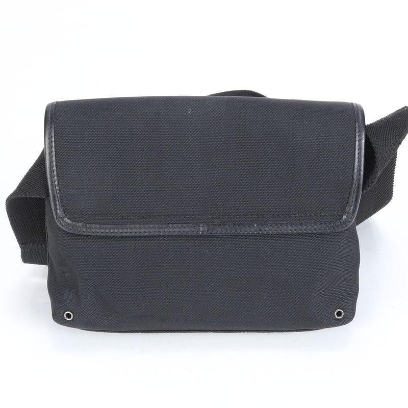 Gucci 92543 Leather Canvas Waist Bag With Control Card Waist Pouch Black Men's