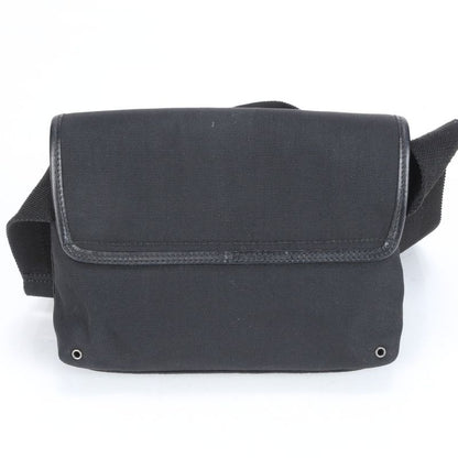 Gucci 92543 Leather Canvas Waist Bag With Control Card Waist Pouch Black Men's