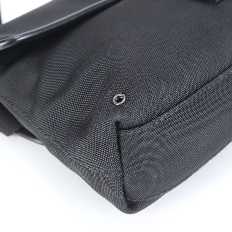 Gucci 92543 Leather Canvas Waist Bag With Control Card Waist Pouch Black Men's