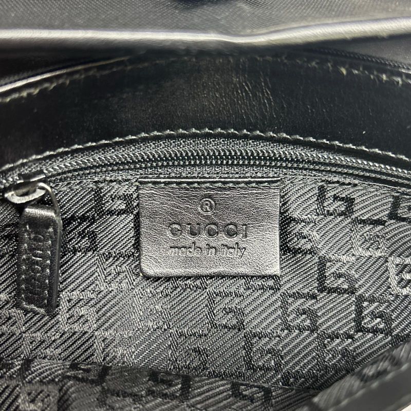 Gucci 92543 Leather Canvas Waist Bag With Control Card Waist Pouch Black Men's