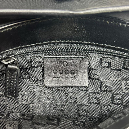 Gucci 92543 Leather Canvas Waist Bag With Control Card Waist Pouch Black Men's