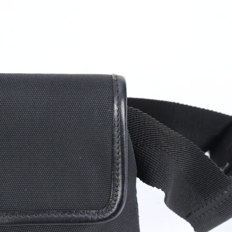 Gucci 92543 Leather Canvas Waist Bag With Control Card Waist Pouch Black Men's