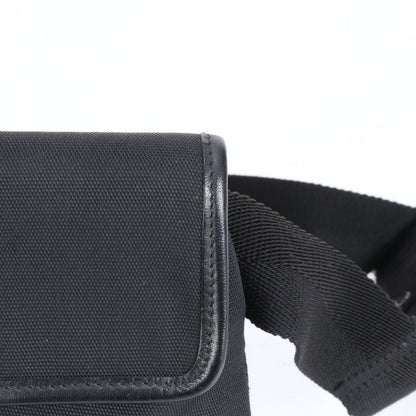 Gucci 92543 Leather Canvas Waist Bag With Control Card Waist Pouch Black Men's
