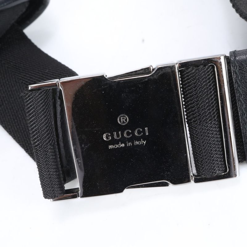 Gucci 92543 Leather Canvas Waist Bag With Control Card Waist Pouch Black Men's