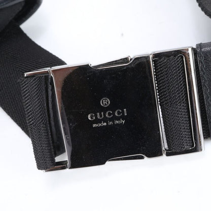 Gucci 92543 Leather Canvas Waist Bag With Control Card Waist Pouch Black Men's