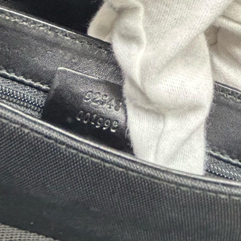 Gucci 92543 Leather Canvas Waist Bag With Control Card Waist Pouch Black Men's