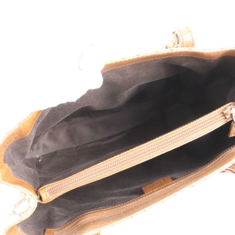 Gucci GG Canvas Bamboo 112526 Leather Tote Bag Shoulder Hand Brown Women's ECM