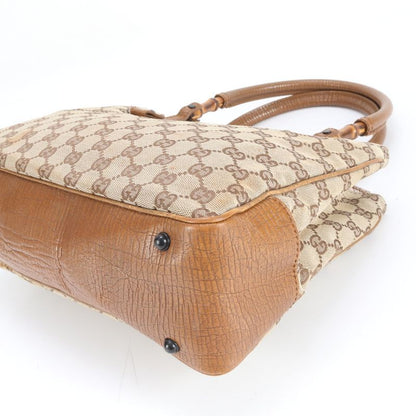 Gucci GG Canvas Bamboo 112526 Leather Tote Bag Shoulder Hand Brown Women's ECM