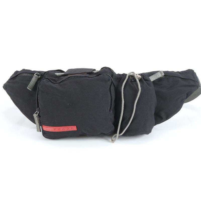 Prada Sport Nylon Body Bag Crossbody Body Waist Pouch Shoulder Black Men's ECM