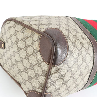 Gucci GG Supreme Sherry Line Leather Boston Bag Business Travel Tote Genuine