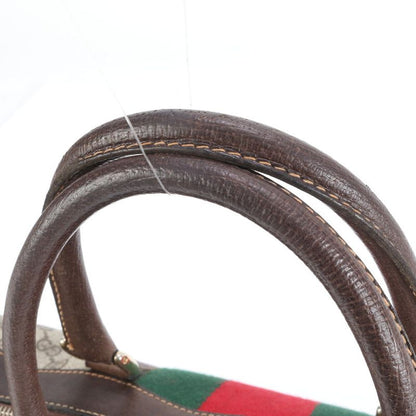 Gucci GG Supreme Sherry Line Leather Boston Bag Business Travel Tote Genuine