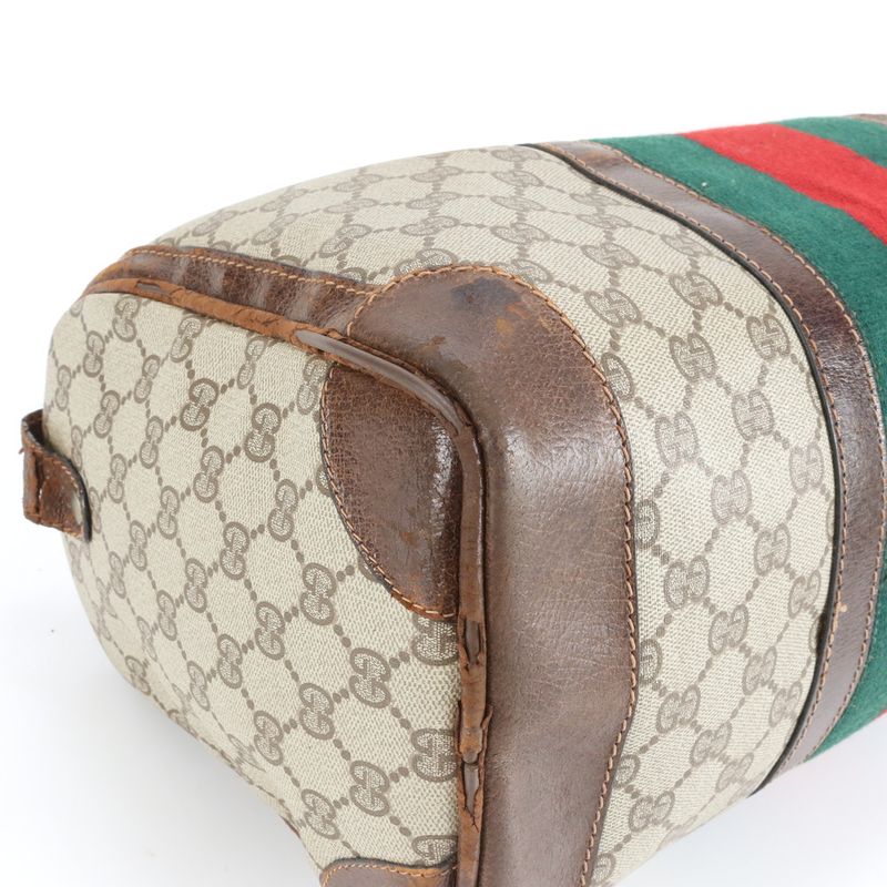 Vintage Old Gucci GG Supreme Sherry Line Boston Bag Business Travel Tote