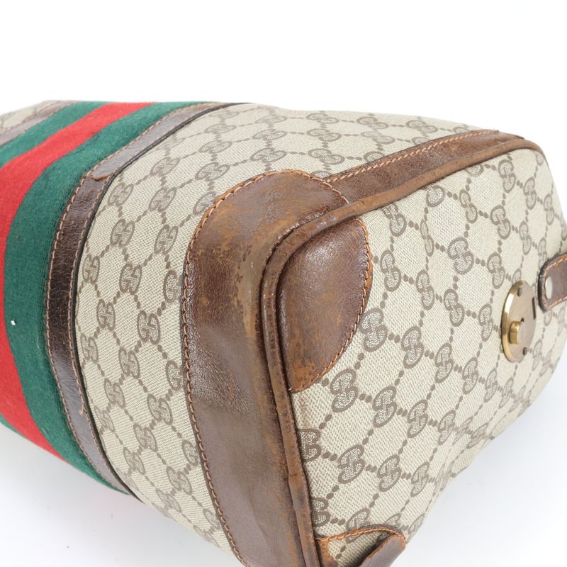 Vintage Old Gucci GG Supreme Sherry Line Boston Bag Business Travel Tote