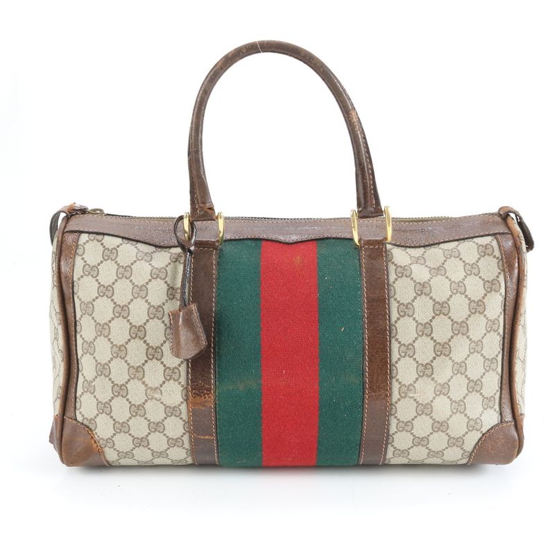 Vintage Old Gucci GG Supreme Sherry Line Boston Bag Business Travel Tote