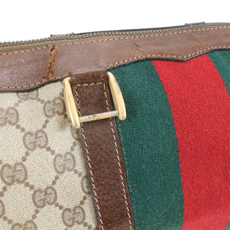 Vintage Old Gucci GG Supreme Sherry Line Boston Bag Business Travel Tote