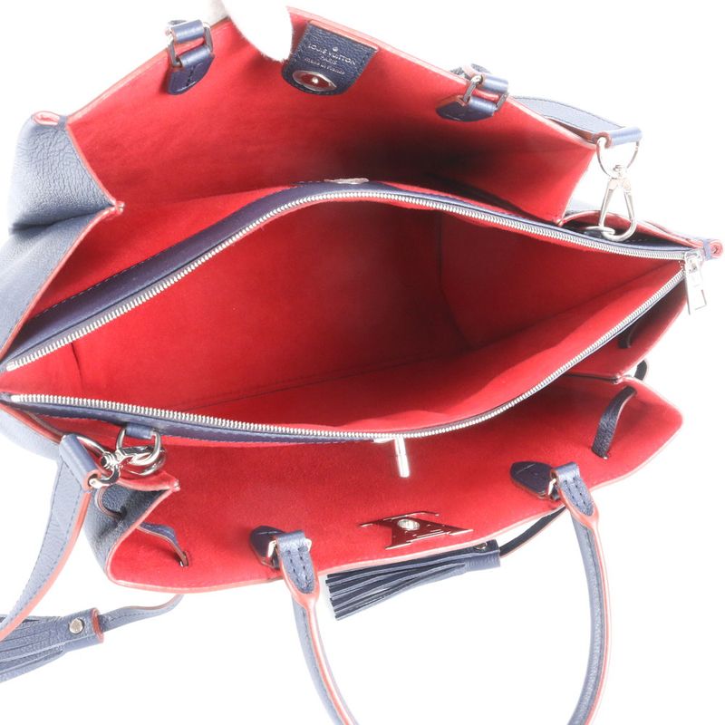 Louis Vuitton Lock Me M54571 Leather 2WAY Tote Bag Crossbody Shoulder Marine