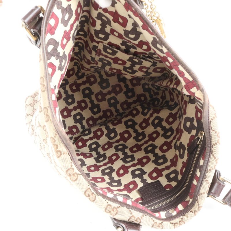 Gucci GG Canvas Sherry Line 162399 Leather Tote Bag Shoulder Hand Women's RRM