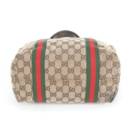 Gucci GG Canvas Sherry Line 162399 Leather Tote Bag Shoulder Hand Women's RRM