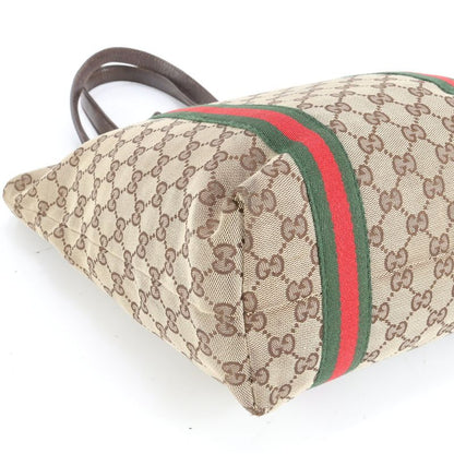 Gucci GG Canvas Sherry Line 162399 Leather Tote Bag Shoulder Hand Women's RRM