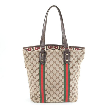 Gucci GG Canvas Sherry Line 162399 Leather Tote Bag Shoulder Hand Women's RRM