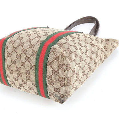 Gucci GG Canvas Sherry Line 162399 Leather Tote Bag Shoulder Hand Women's RRM