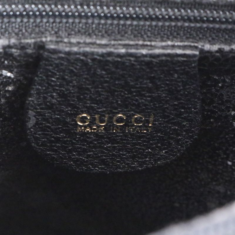 Vintage Old Gucci Bamboo Leather Handbag Tote Genuine Leather Black Branded