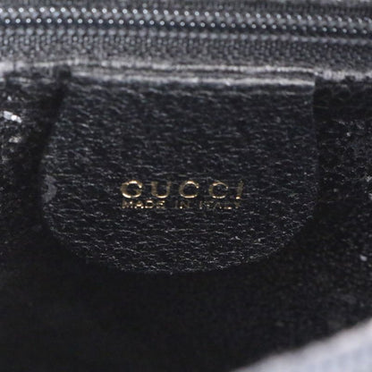 Vintage Old Gucci Bamboo Leather Handbag Tote Genuine Leather Black Branded