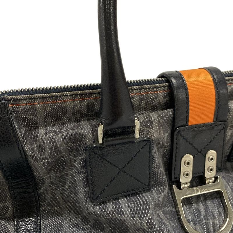 Dior/christian Dior Handbag Flighttrotter Dark Gray X Light Gray X Black Leather