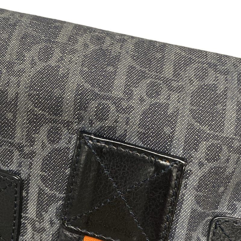 Dior/christian Dior Handbag Flighttrotter Dark Gray X Light Gray X Black Leather