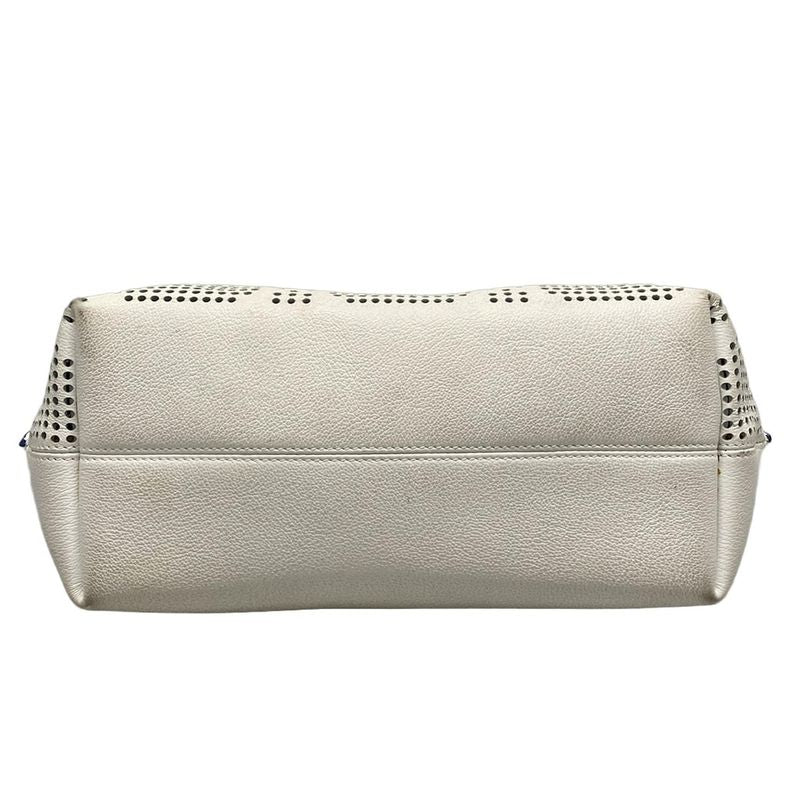 Dior/christian Dior Tote Bag Canage Dioriva White Perforated Leather