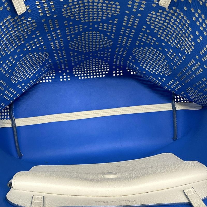 Dior/christian Dior Tote Bag Canage Dioriva White Perforated Leather
