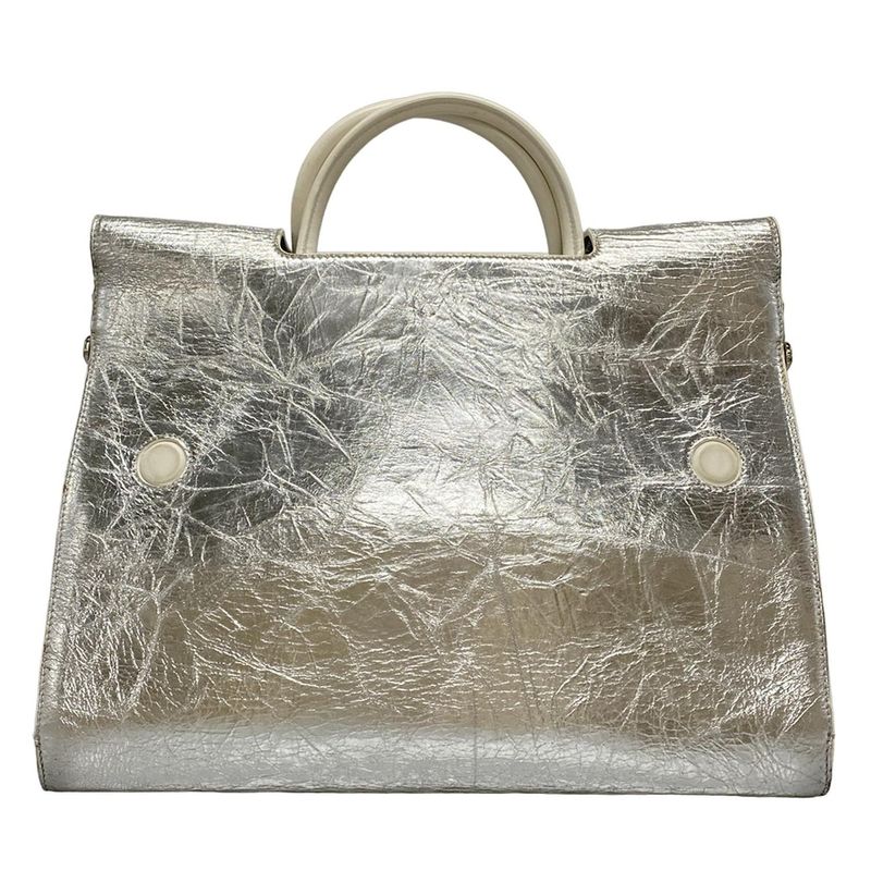 Dior/christian Dior Handbag Eva Silver Leather