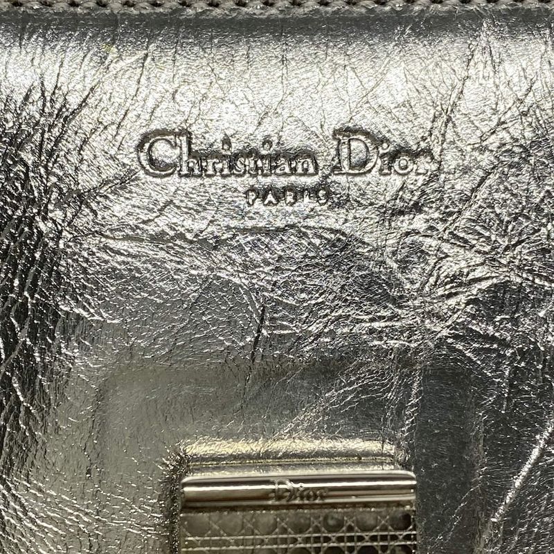 Dior/christian Dior Handbag Eva Silver Leather