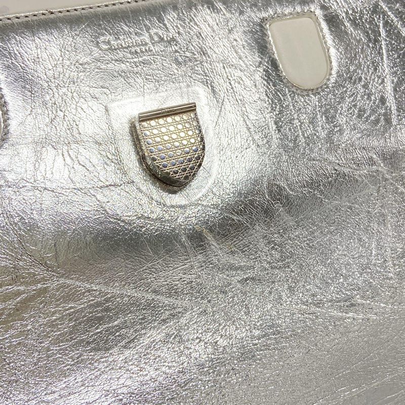 Dior/christian Dior Handbag Eva Silver Leather