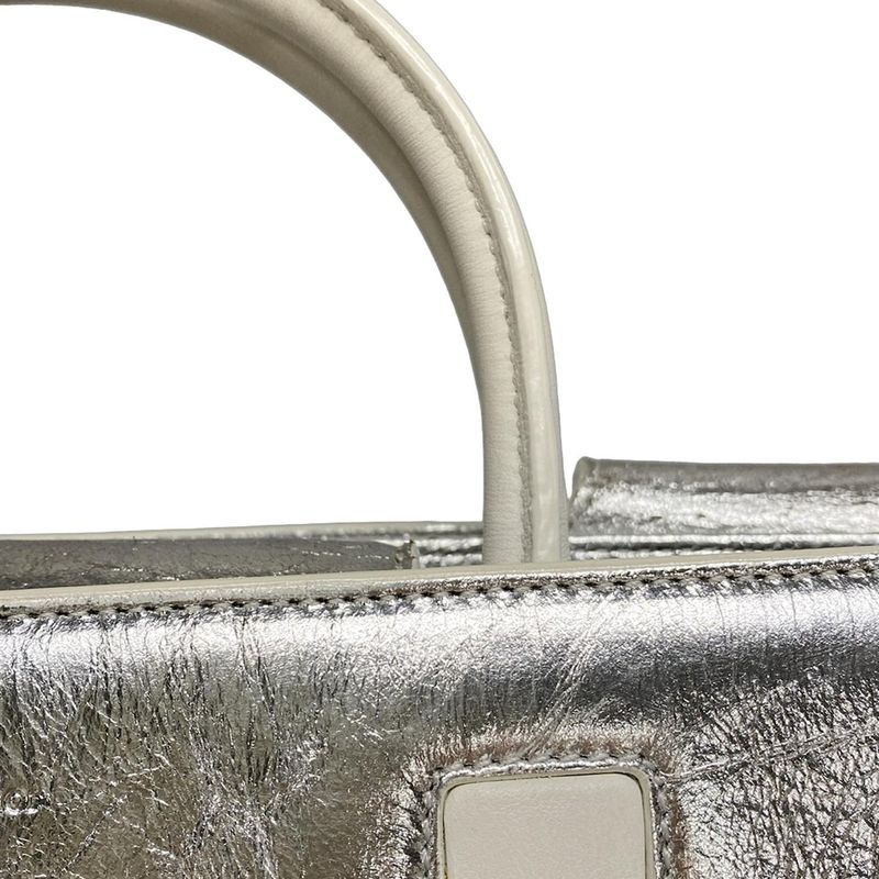 Dior/christian Dior Handbag Eva Silver Leather