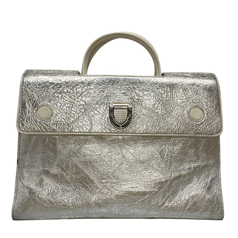Dior/christian Dior Handbag Eva Silver Leather