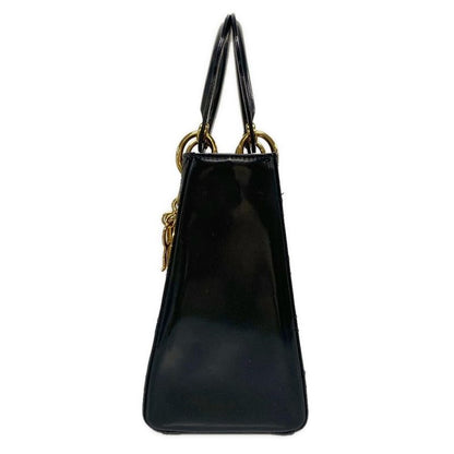Dior/christian Dior Handbag Lady Dior Medium Black Gold Hardware Leather