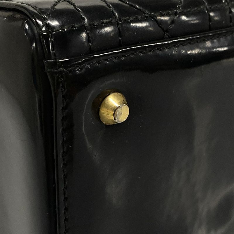 Dior/christian Dior Handbag Lady Dior Medium Black Gold Hardware Leather