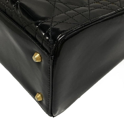 Dior/christian Dior Handbag Lady Dior Medium Black Gold Hardware Leather
