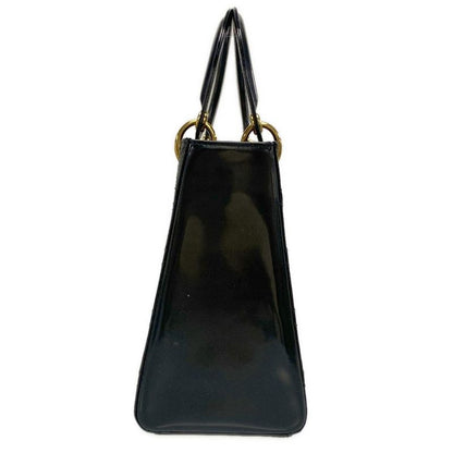 Dior/christian Dior Handbag Lady Dior Medium Black Gold Hardware Leather