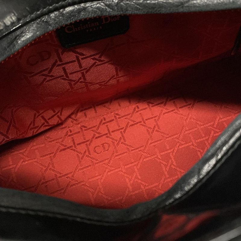 Dior/christian Dior Handbag Lady Dior Medium Black Gold Hardware Leather