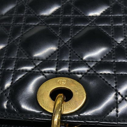 Dior/christian Dior Handbag Lady Dior Medium Black Gold Hardware Leather