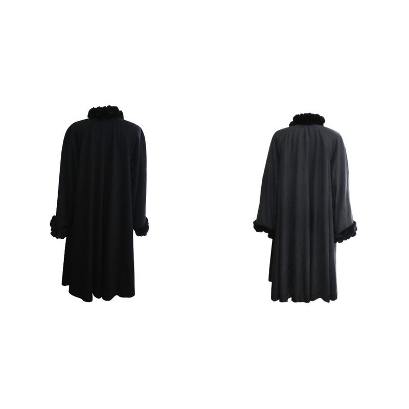 Fendi Orillag Fur Cashmere Silk Double Face Coat Reversible Long Length Logo