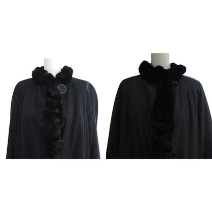 Fendi Orillag Fur Cashmere Silk Double Face Coat Reversible Long Length Logo