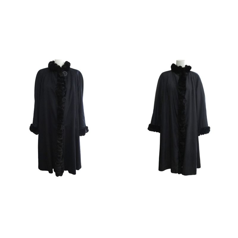 Fendi Orillag Fur Cashmere Silk Double Face Coat Reversible Long Length Logo