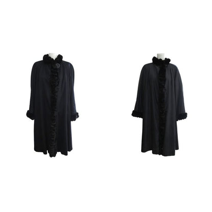 Fendi Orillag Fur Cashmere Silk Double Face Coat Reversible Long Length Logo