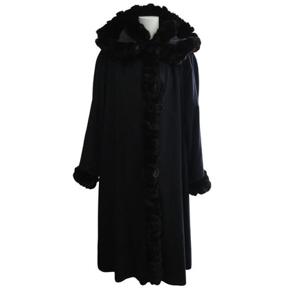 Fendi Orillag Fur Cashmere Silk Double Face Coat Reversible Long Length Logo